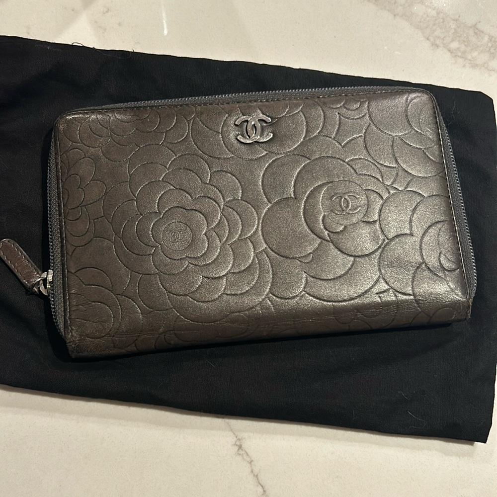 Chanel Camellia Zip Around Wallet